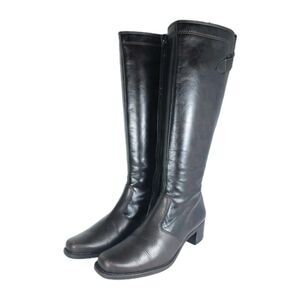 PAUL GREEN Women's US7,5E AU5 Brown Leather Full Zip Riding Biker Moto Boots